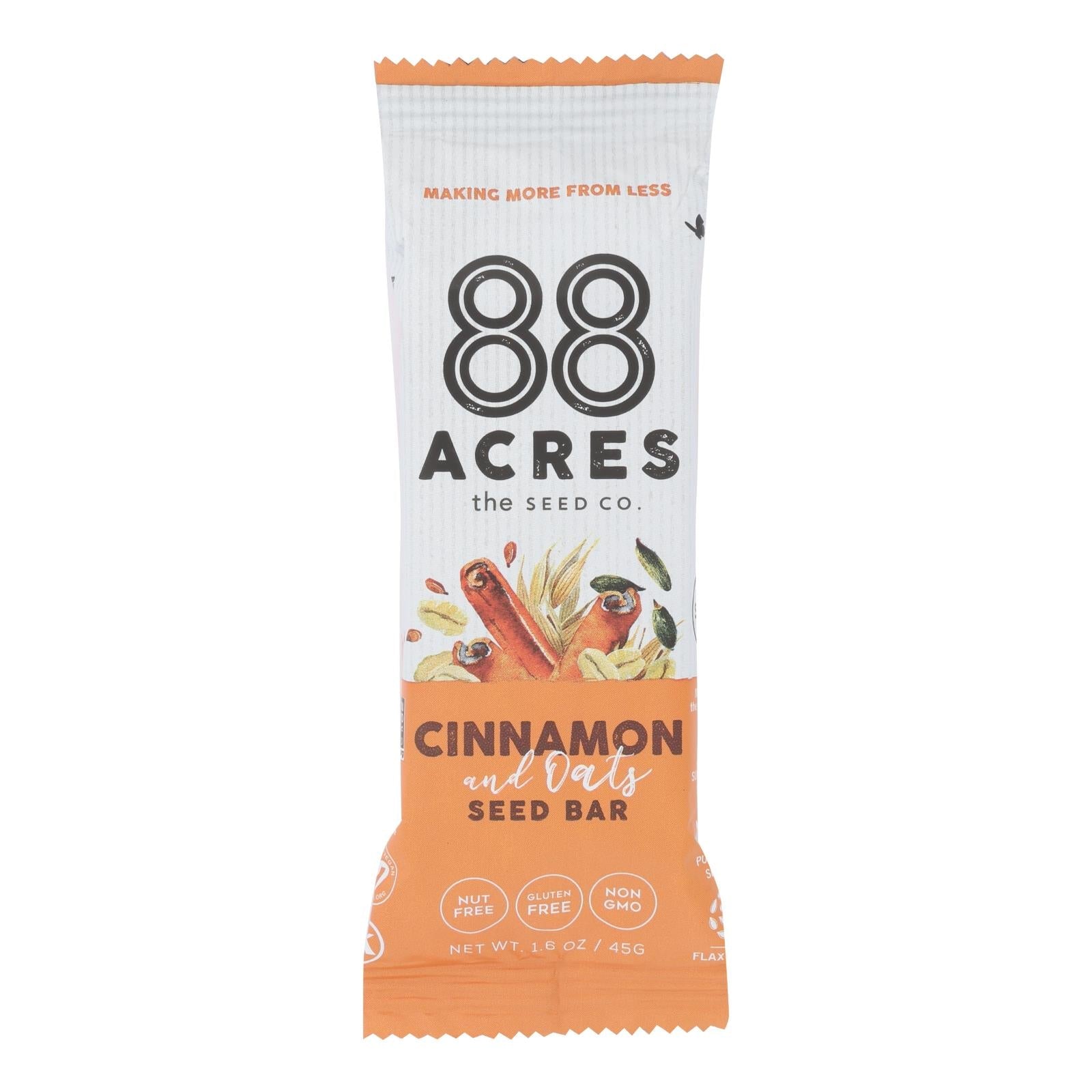 88 Acres Oats & Cinnamon Seed Bars, 9-Pack, 1.6 Oz